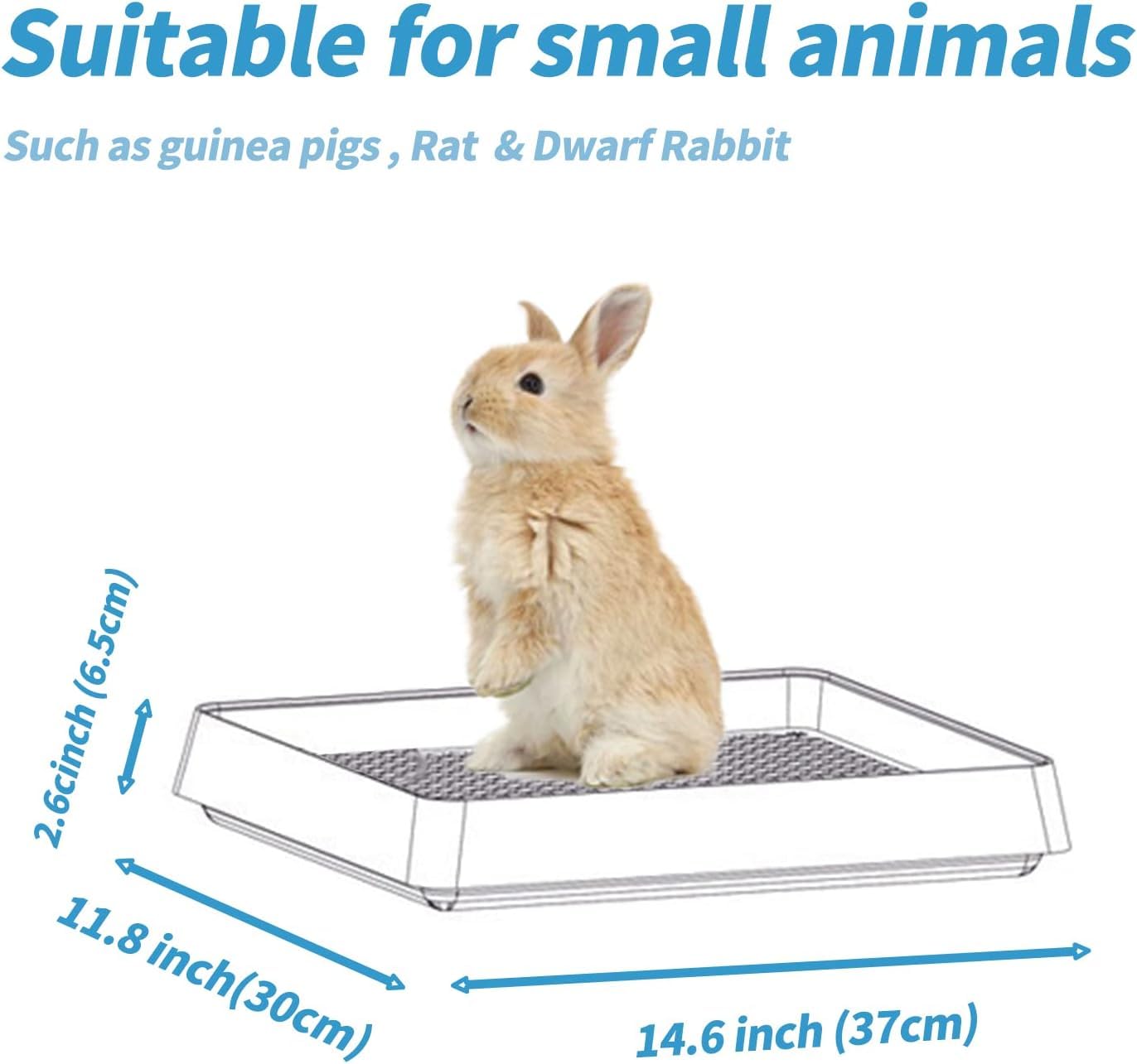 PODOO Rabbit Litter Box – Training Potty Tray for Guinea Pig & Small Pets · Spacious Grid Pan with Low Entrance, Easy-Clean & Odor-Resistant—Helps Keep a Clean Cage and Reduce Mess - image 4