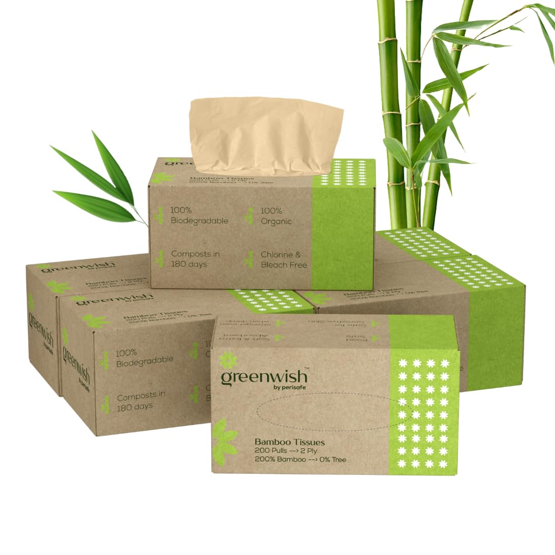 Greenwish Bamboo Soft Facial Tissue Box-200pulls (Pack of 6), 100% Biodegradable, Eco friendly and Chemical Free, Car Tissue Box (B0DF5JCTT3) Amazon Price History, Amazon Price Tracker