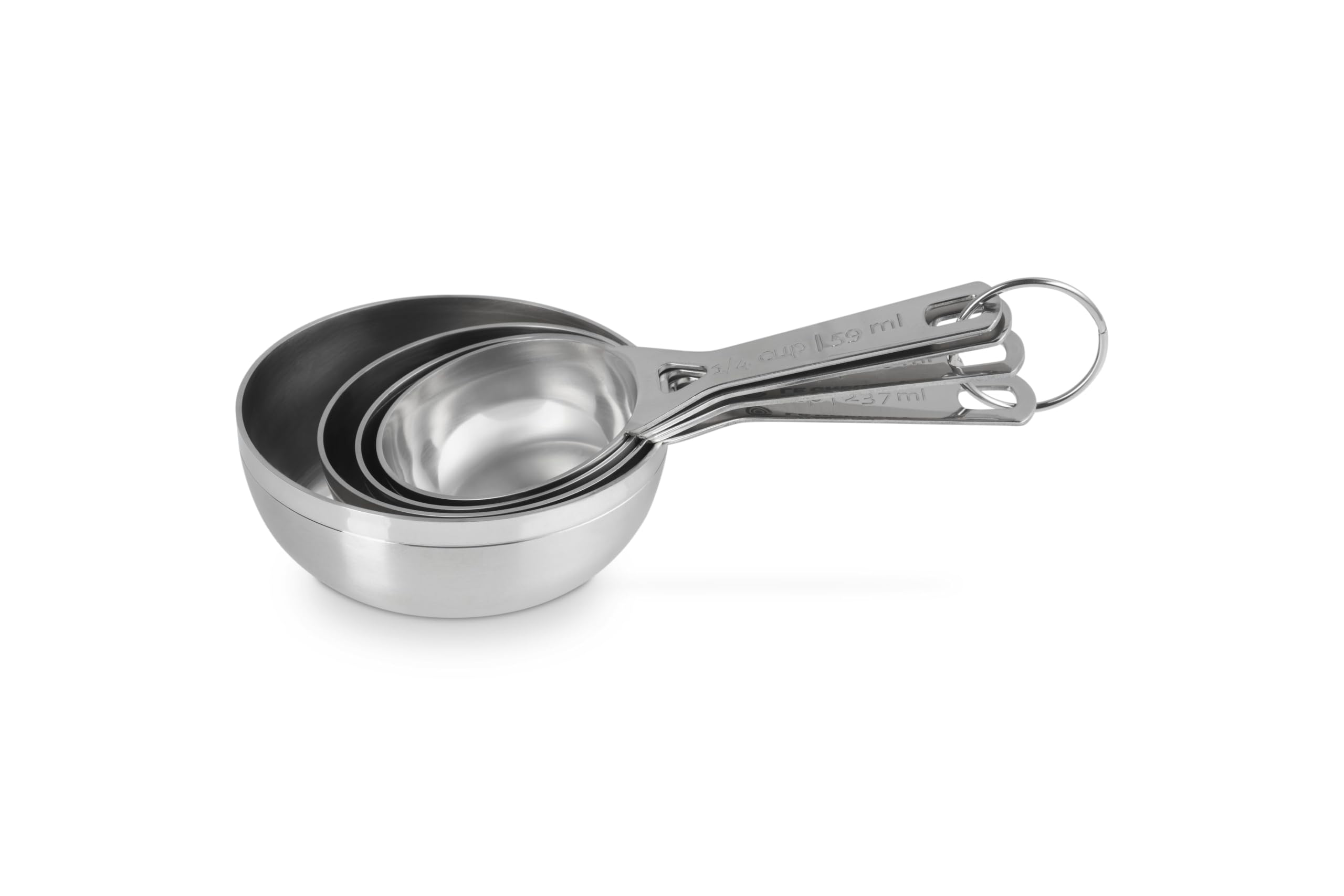 Le Creuset Messbecher aus Edelstahl, 4 Stück | Set enthält: 1/4, 1/3, 1/2, und 1 Tasse
