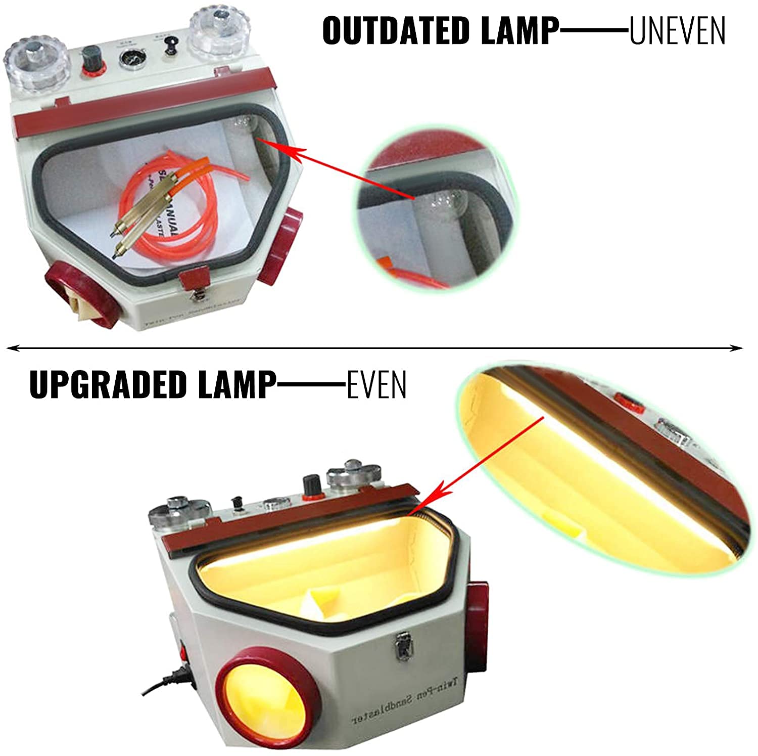 VEVOR Sabbiatrice Laboratorio Odontotecnico 220V 60HZ con 2 Penne in Metallo e Ceramica LED