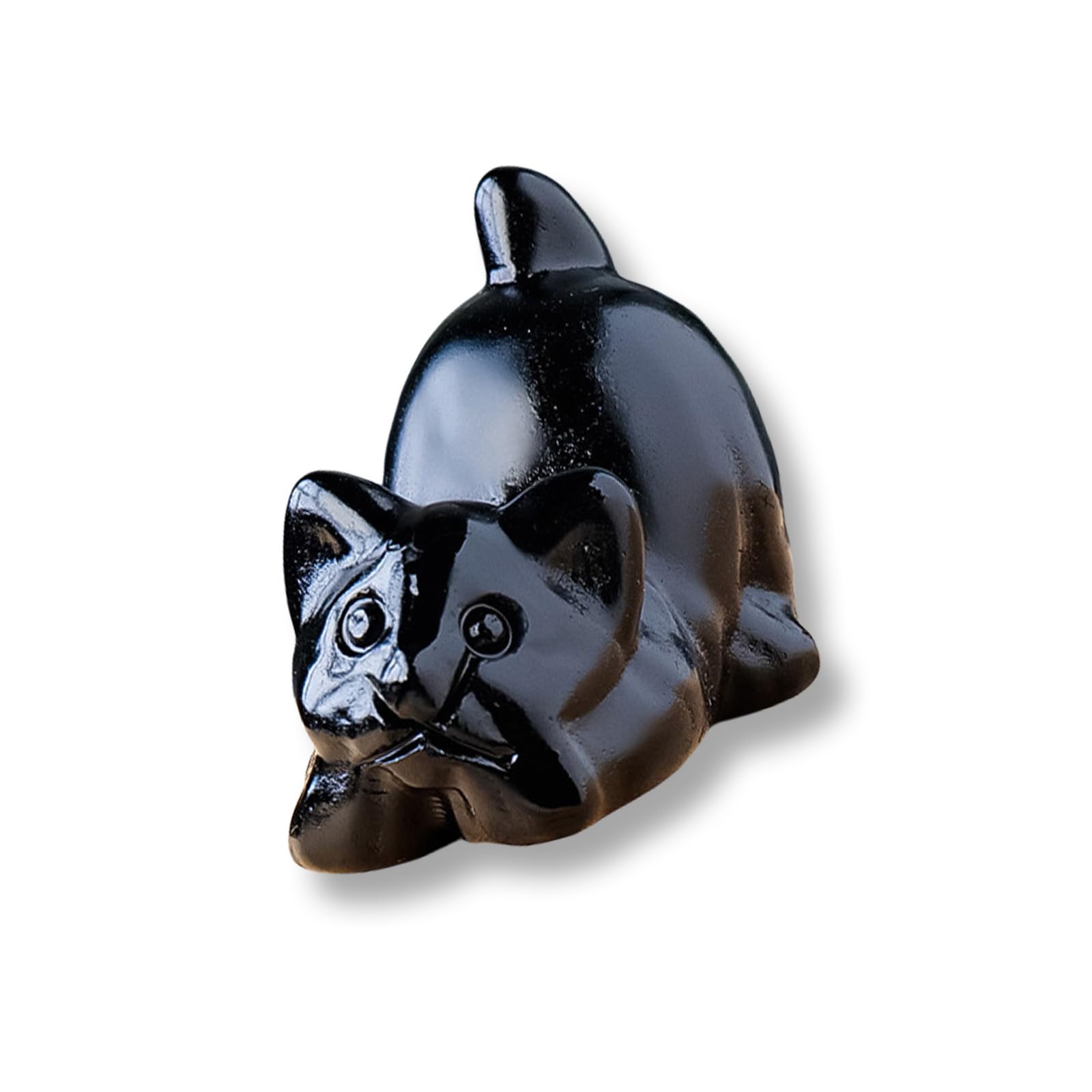 Estatuilla Decorativa de Gatos, Escultura de Animal de Cristal Tallada en Miniatura, Ornamento para decoración de Escritorio del hogar