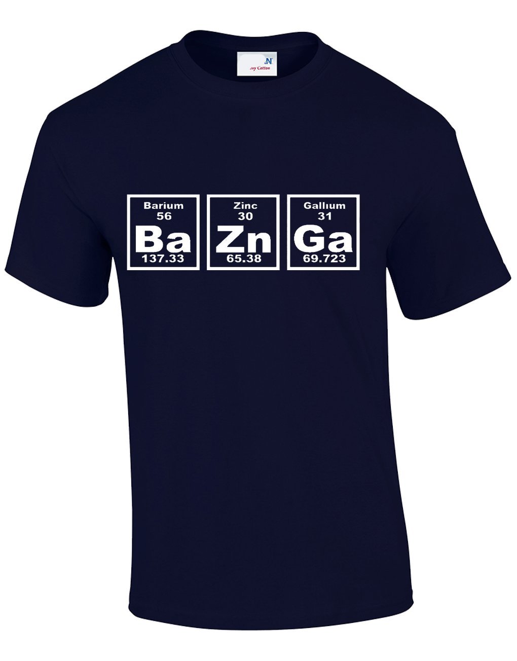 Crown Designs Bazinga Periodic Table Comedy TV Show Inspired for Men & Teenagers T-Shirts Tops - Navy/Small
