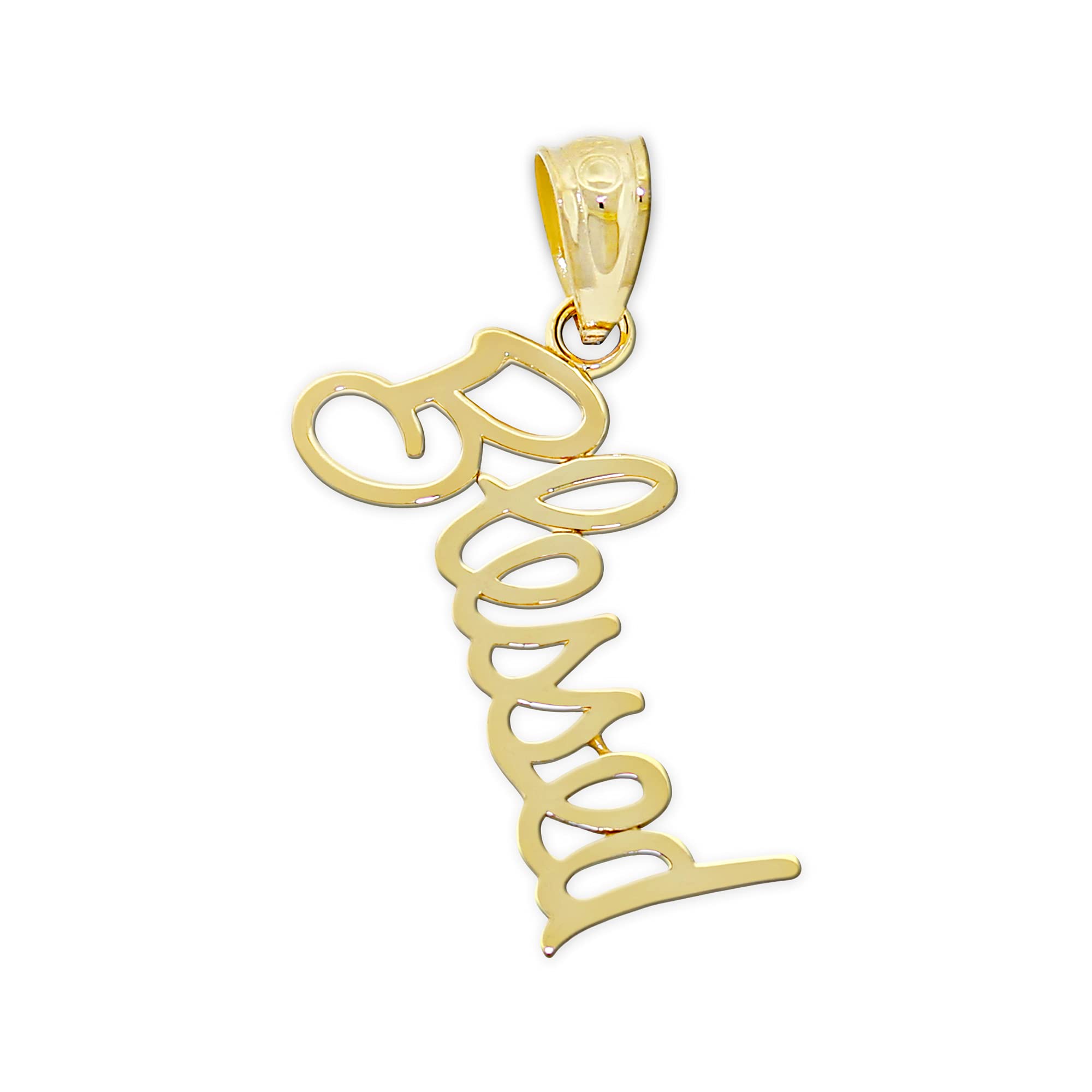 Gold Vertical Blessed Charm - 10 Karat Solid Gold