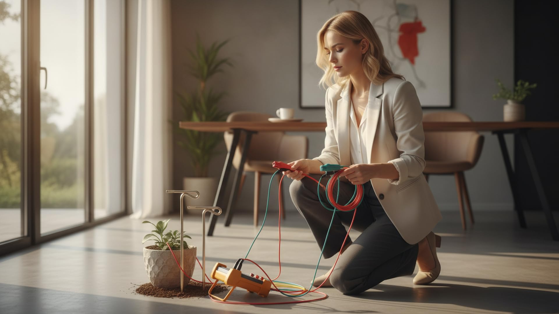 Digitales Erdungswiderstandsmessgerät, Zubehör-Set für 3 Prüfdrähte und 2 Hilfs-Erdungsstangen für DY4100 Erdungsmessgerät, professionelle Erdungs-Messleitungen für Elektriker