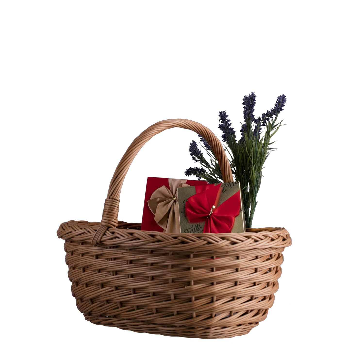 e-wicker24 Koszyk na zakupy z wikliny, kosz na prezent w naturalnym kolorze, kosz zakupowy