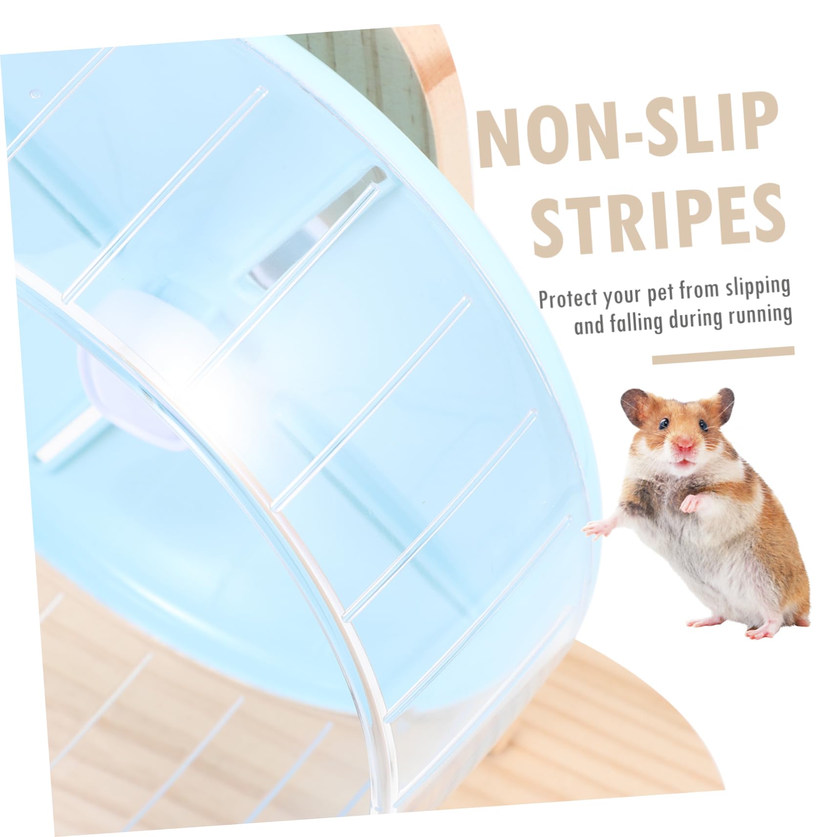 TOYANDONA Rueda Silenciosa para Hámster con Soporte de Madera Accesorio para Jaula de Roedores Pequeños Rueda de Ejercicio Transparente y Duradera para Chinchillas y Jerbos Color Azul