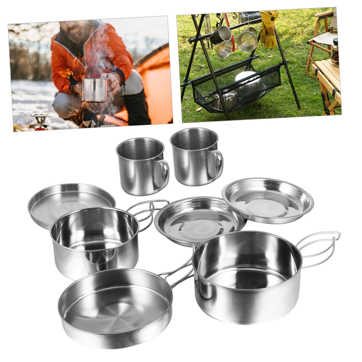ifundom 1 Set Portable Camping Cookware Cooking Utensils for Hiking and Picnics Compact and Durable Outdoor Cooking Gear for People