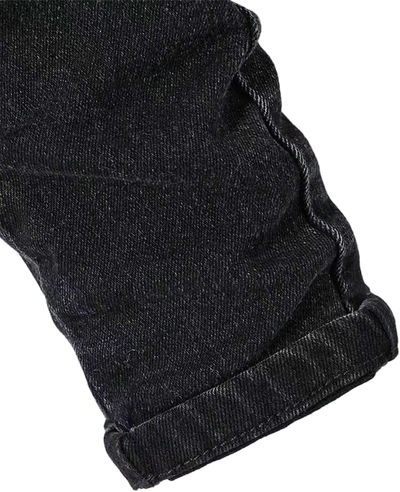 Nivne Tco Tween Boys Cargo Jeans Vintage Black Washed Slim Fit Zipper Fly Denim Pants with Multi-Pocket