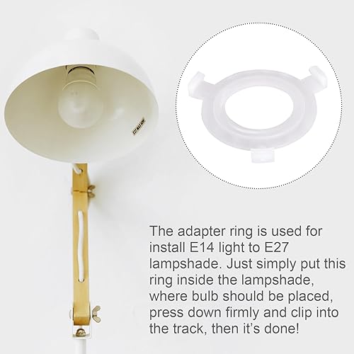 Miniatura 3 de 12 anillos adaptadores de pantalla de lámpara E27 a E14, anillos reductores de pantalla de lámpara de plástico, anillos convertidores de soporte de