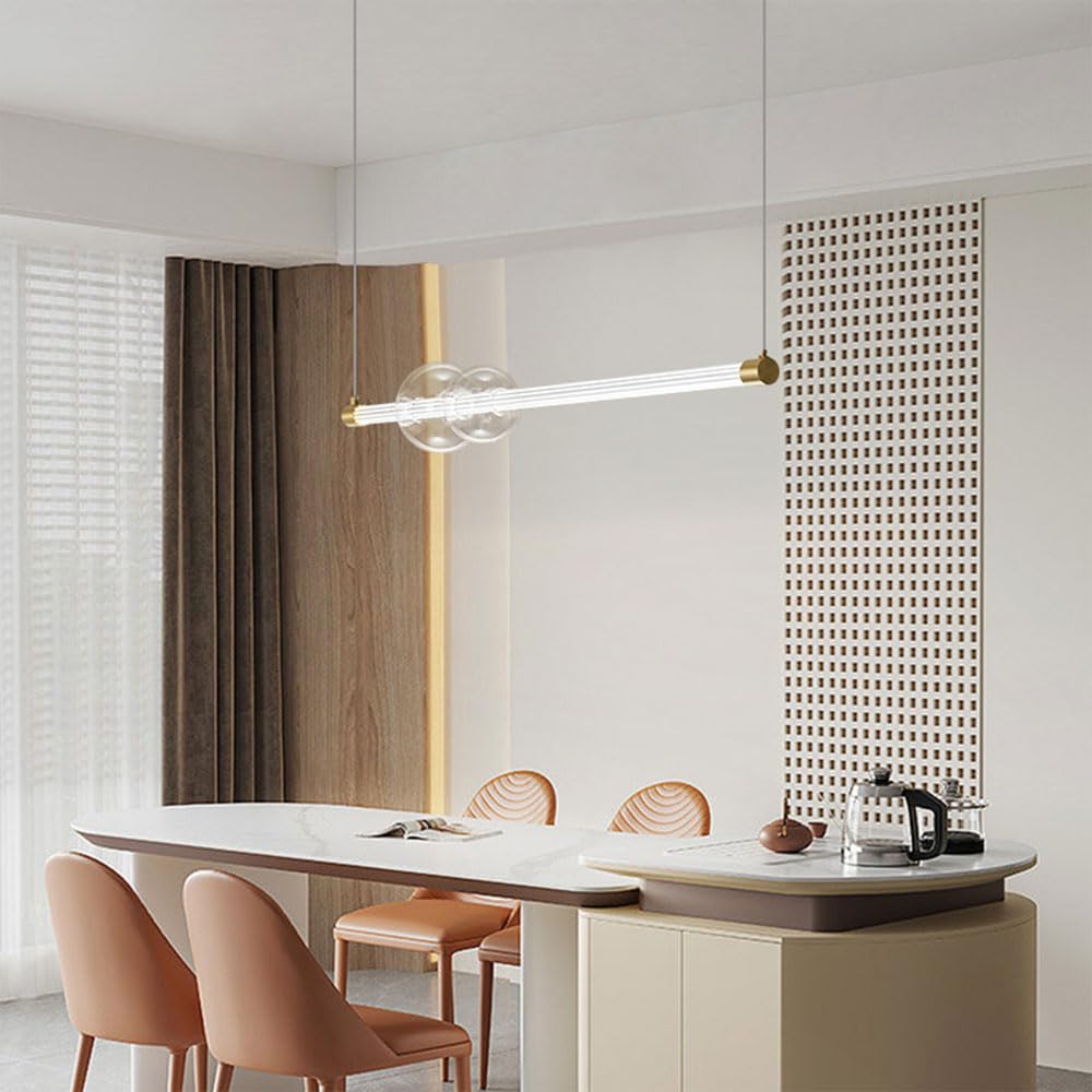 KXEcoLife Indoor Long Droplight Home Decor Suspension Fixtures 3000-6500K Hanging Lamp Copper Chandelier Dimmable Pendant