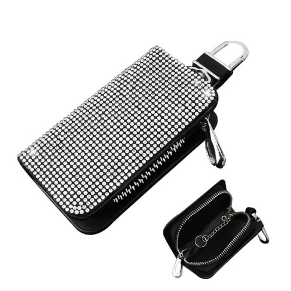 Funda para Llave de Coche Funda para Llave de Coche con Cristales Brillantes A+, Funda Universal para Llavero con Diamantes Blancos