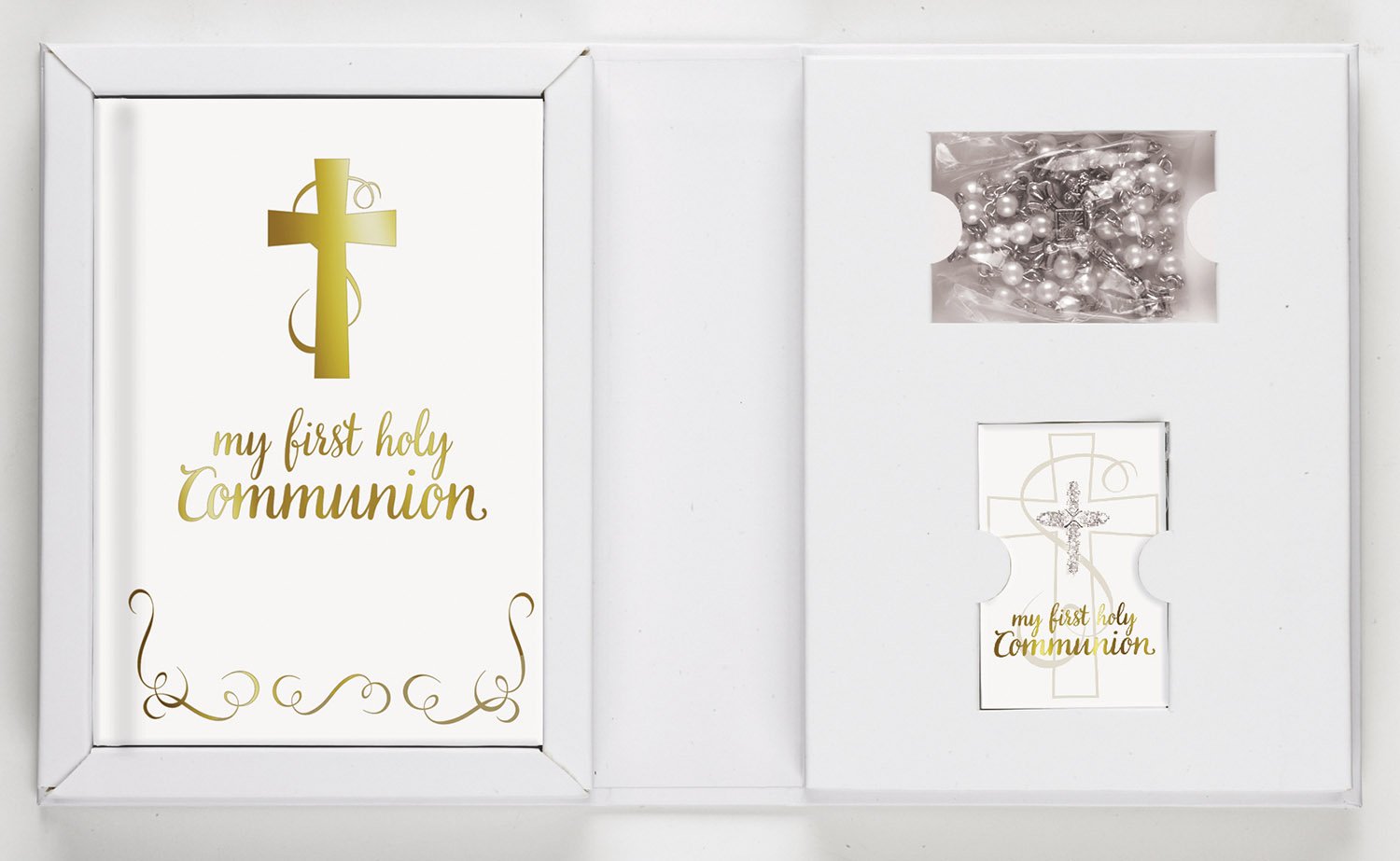 Creative Brands Faithworks-Abundant Grace First Communion Gift Set, 5-Piece, Girl, White,gold