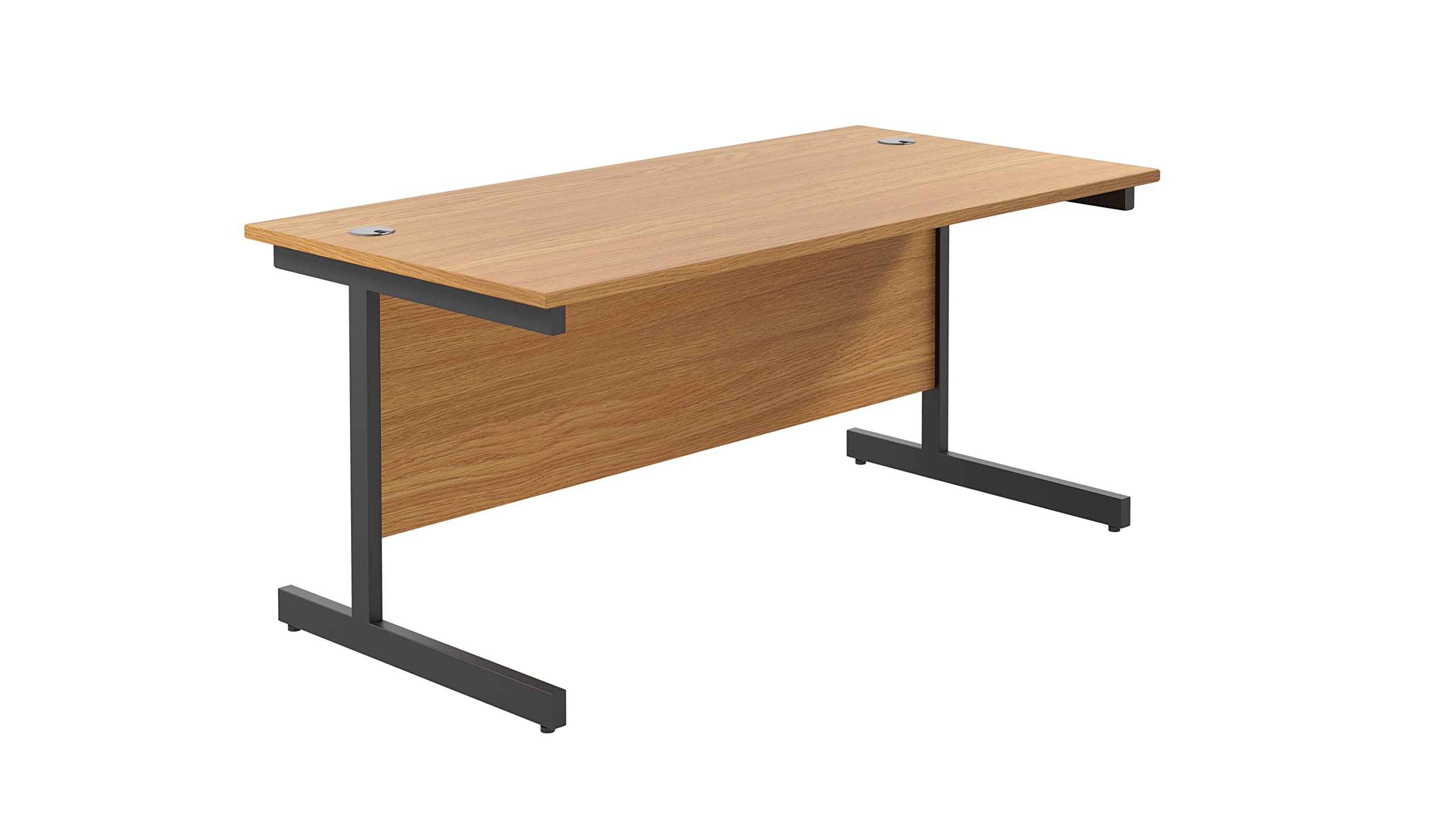 Office Hippo Heavy Duty Rectangular Cantilever Desk - Home Office Table + Integrated Cable Ports, PC Desk - 5 Yr Warranty - Silver Frame/Oak Top, 120cm x 80cm — view 58
