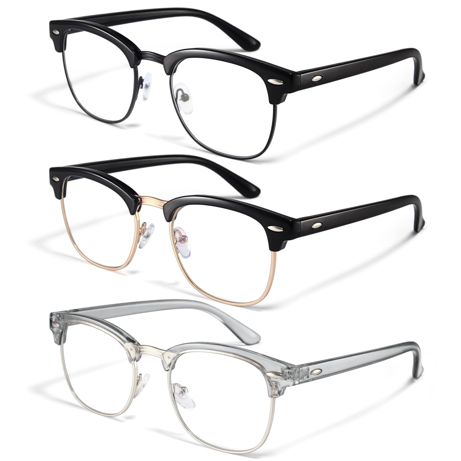 racicoBlue Light Glasses for Men & Women - Mixed Material + Metal Frames with UV Protection Coating