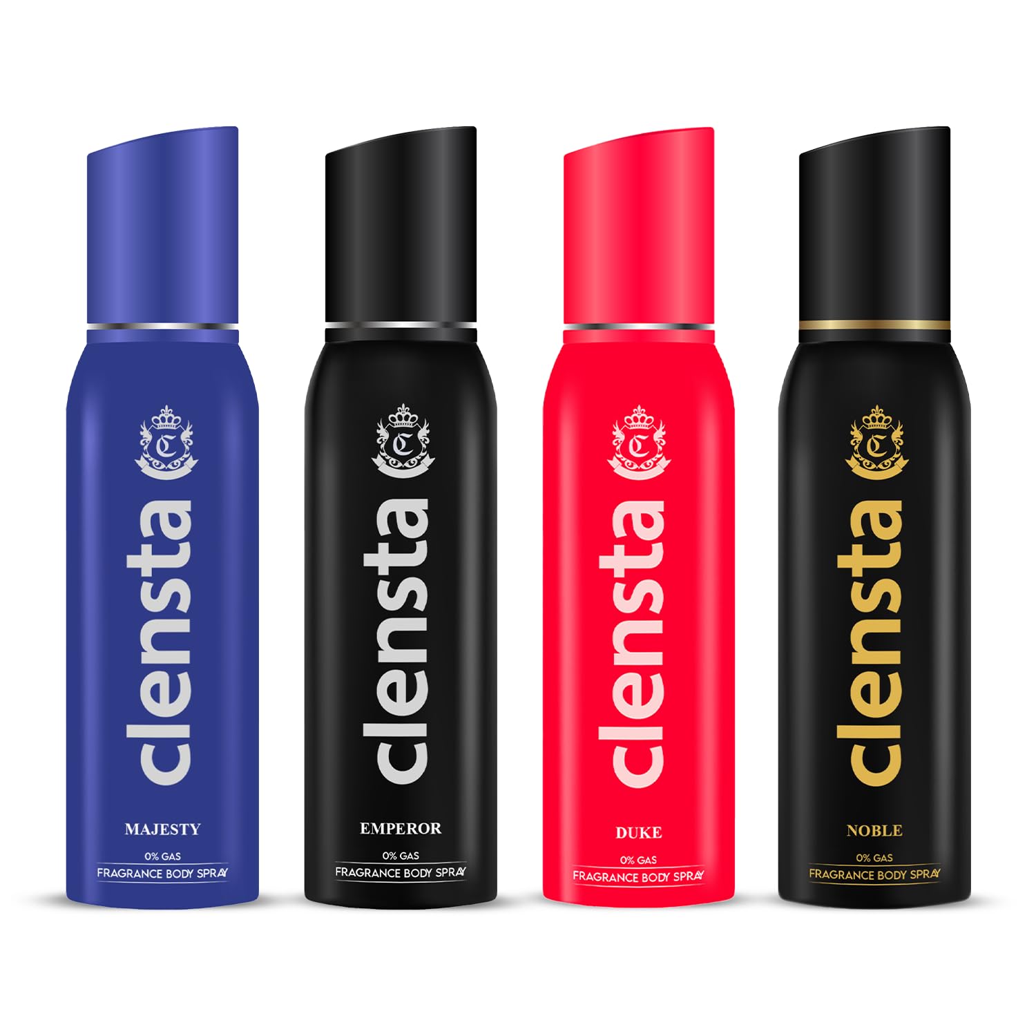 Clensta 0% No Gas Deodorant for Men Combo Pack of 4 x 150ml Body Spray Long Lasting | No Gas Deo for Men | Gift for Men Boyfriend Husband (Duke, Emperor, Majesty, Noble)-image-6