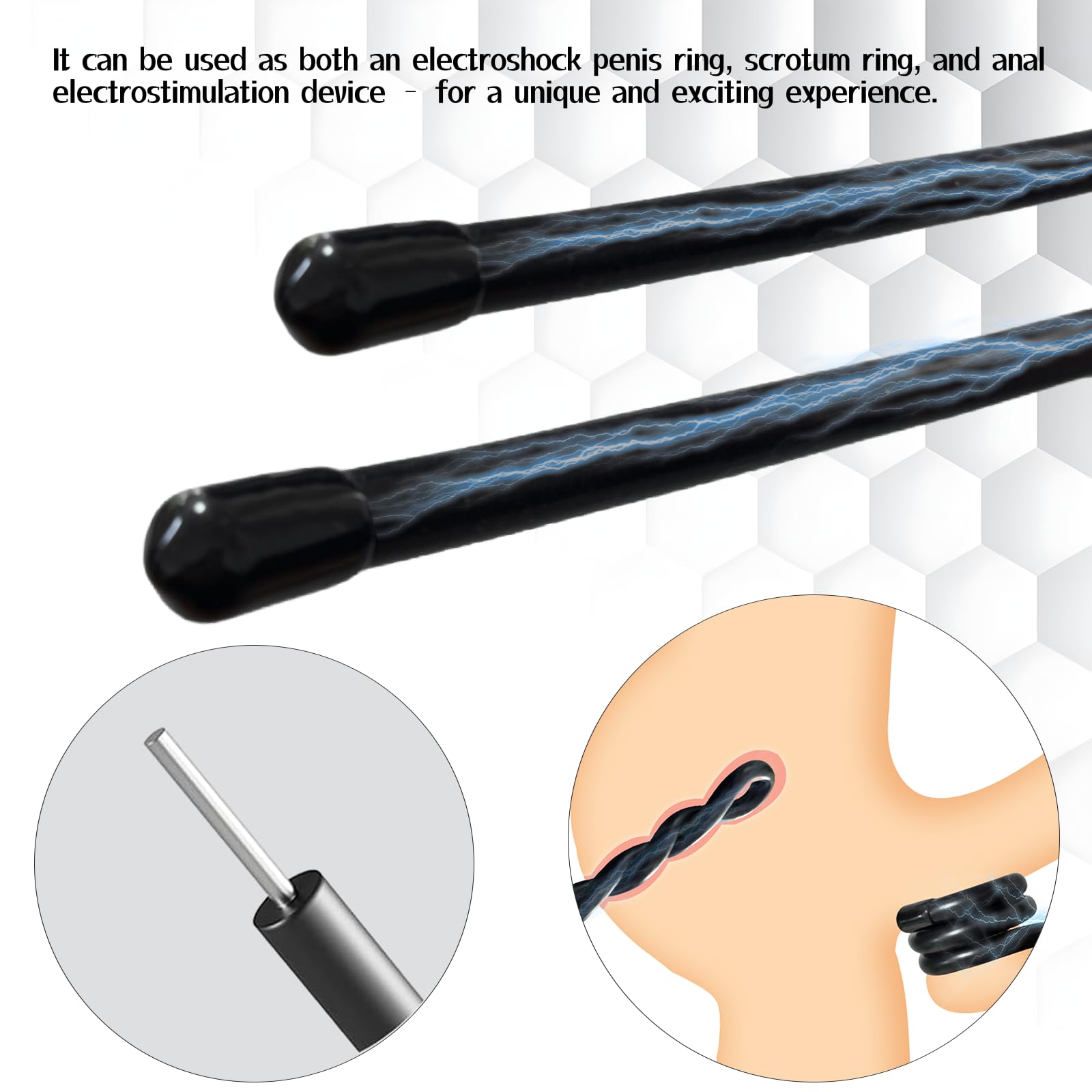 Anneaux de Stimulation Électrique Flexibles pour Pénis et Testicules avec Unité de Contrôle, Masturbateur Électrostimulant, Jouet Sexuel SM