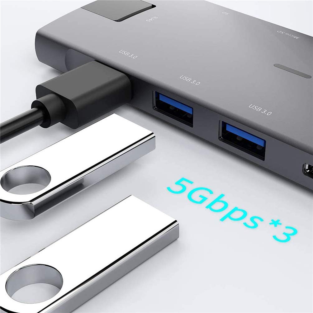 Hub USB-C 8 In 1 Con 4K HDMI E Lettore Di Schede Per MacBook Pro – Adattatore Multiporta Grigio - 3