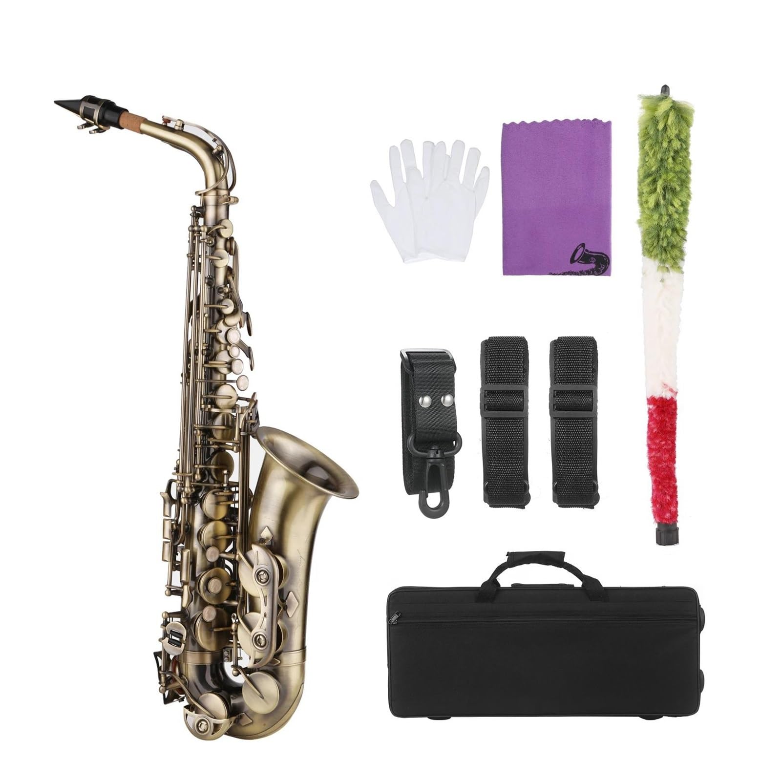 Professionale Sassofono Mi Bemolle Sassofono Contralto Ottone Laccato Oro MIB Sax Strumenti Musicali A Fiato Custodia Cinghie per Collo Bocchino Sassofono Contralto