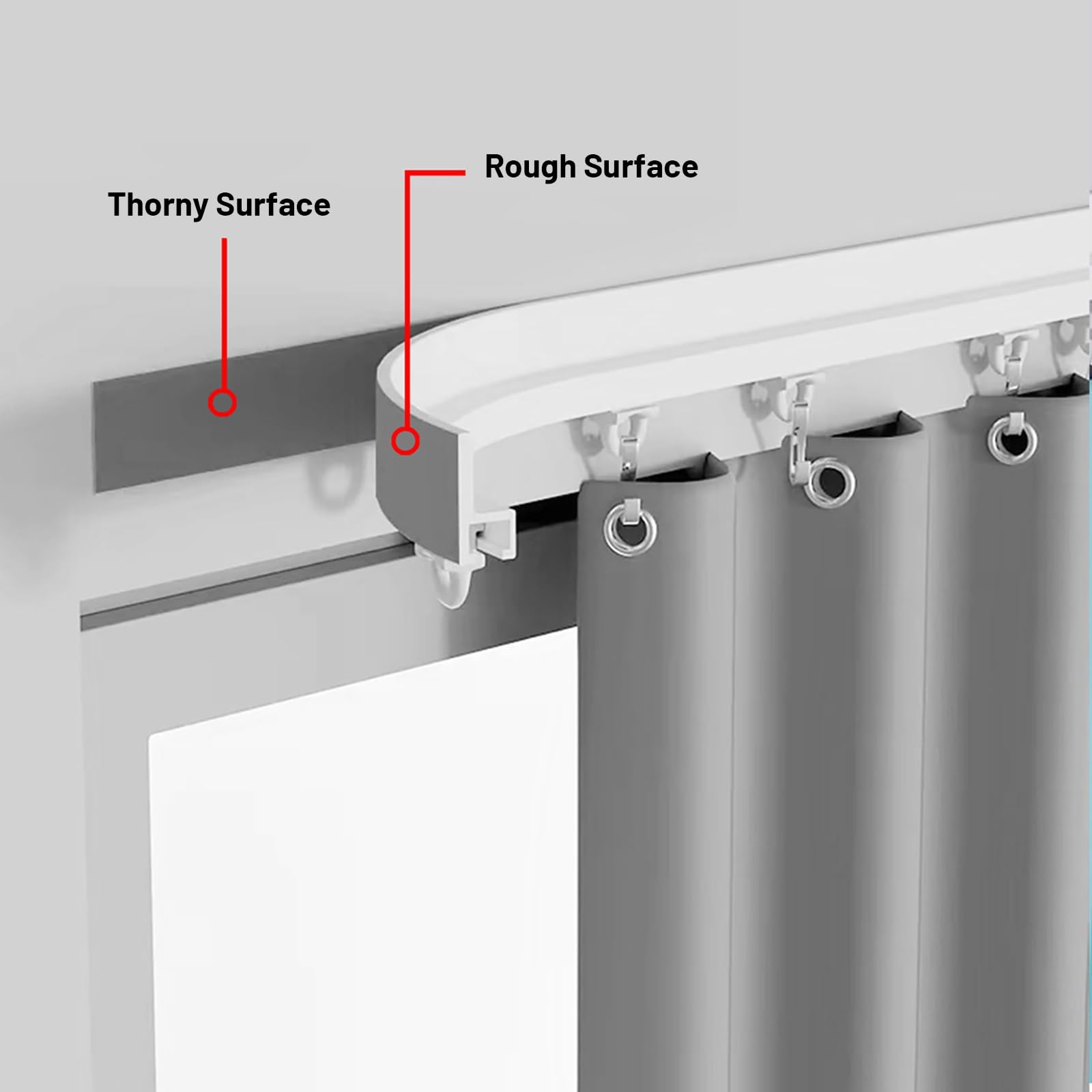 Support de tringle à rideau adhésif pour rideaux coulissants en aluminium – Sans perçage – 13,1/400 cm – Parfait pour chambre à coucher et salle de bain – Finition blanche