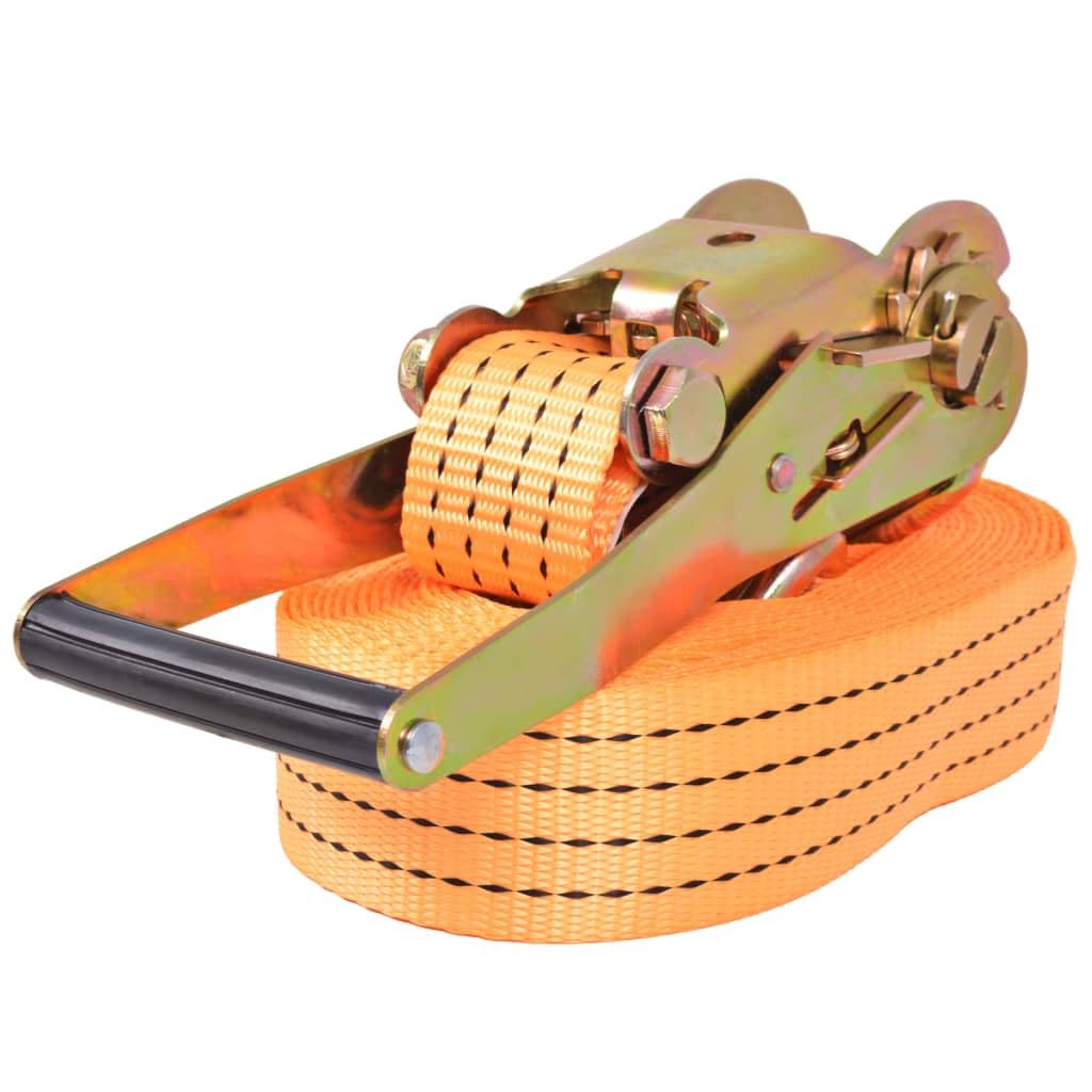 Cinghie di fissaggio a cricchetto, 10 pezzi, 2 tonnellate, 8 m x 50 mm, colore: arancione