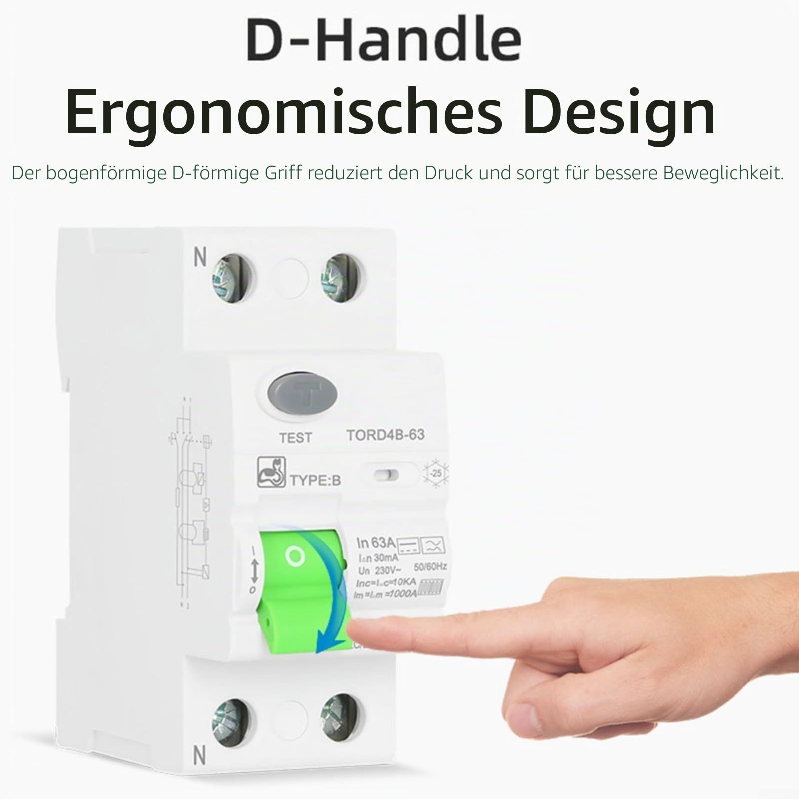 FI-Schutzschalter Typ B Für PV & E-Auto Ladestationen - 2P 63A/30mA 230V, 10KA - Flammhemmender Kunststoff Für Niederspannungsverteilung(25A)