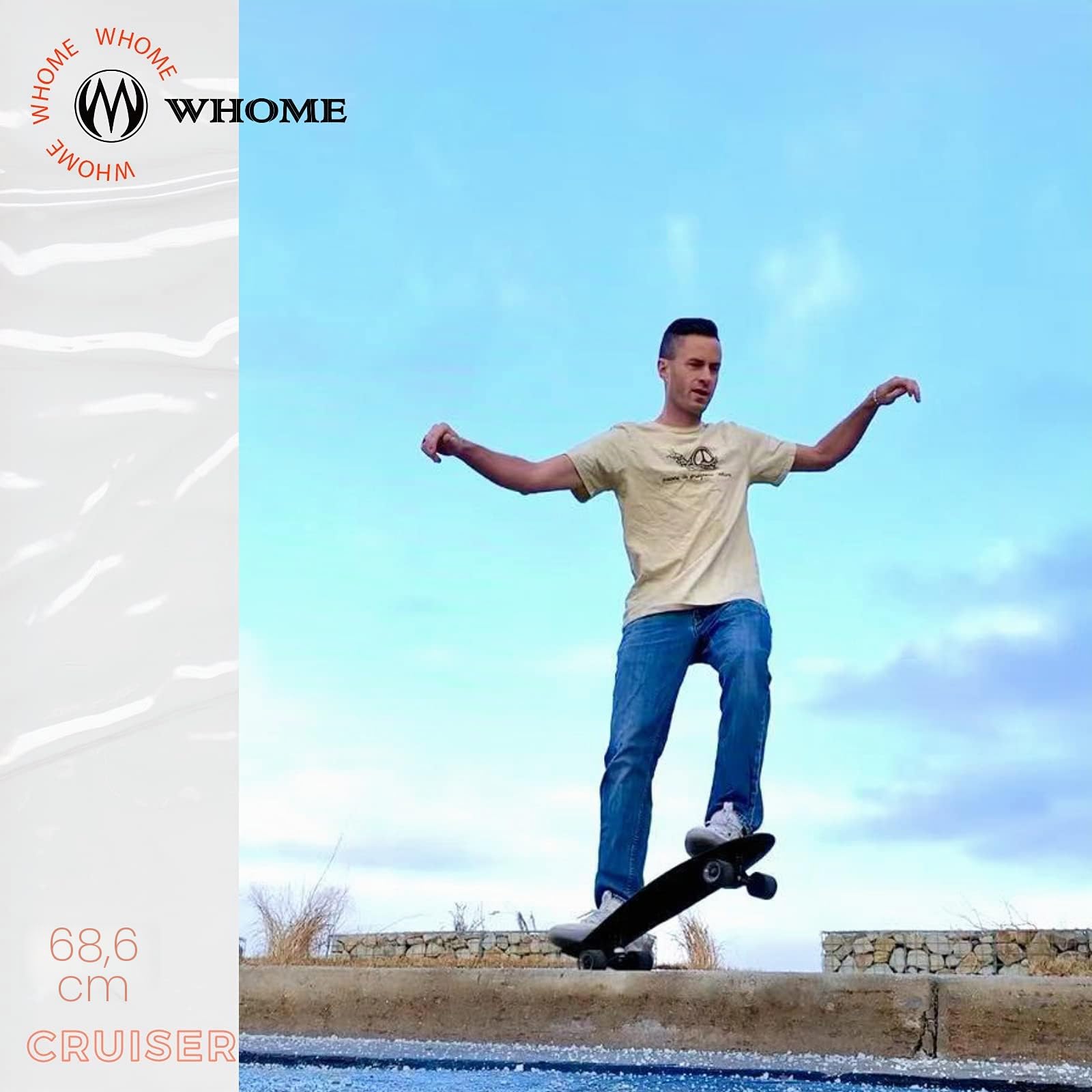 WHOME Skateboards – 27 Zoll Cruiser Skateboard Komplett für Erwachsene/Kinder Mädchen/Jungen Anfänger/Profi inkl. T-Tool