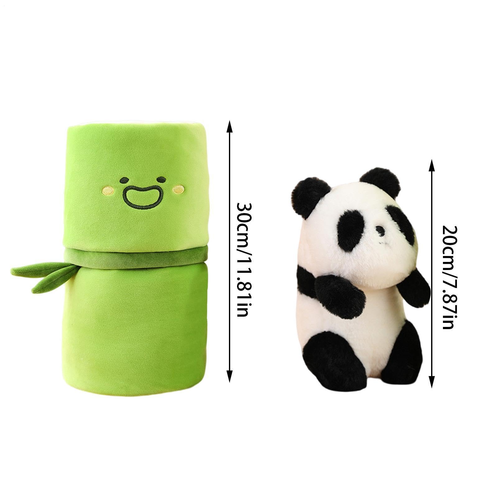 Generisch Pluszowa panda z bambusową osłoną, panda z pluszem bambusowym – Kid Toy Cette Cartoon Anime lalka – wykwintnie wypchana panda zwierzęca przytulana poduszka dla dziewczynek na spanie i