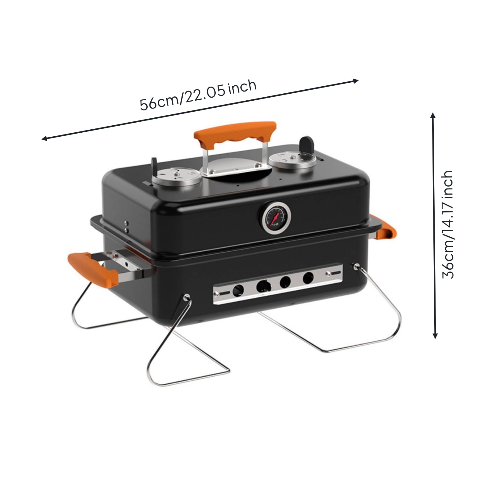Barbecue a Carbone Portatile Adatto Al Campeggio Barbecue con Coperchio Robusto Griglia Portatile con Termometro per Campeggiatori, Giardino