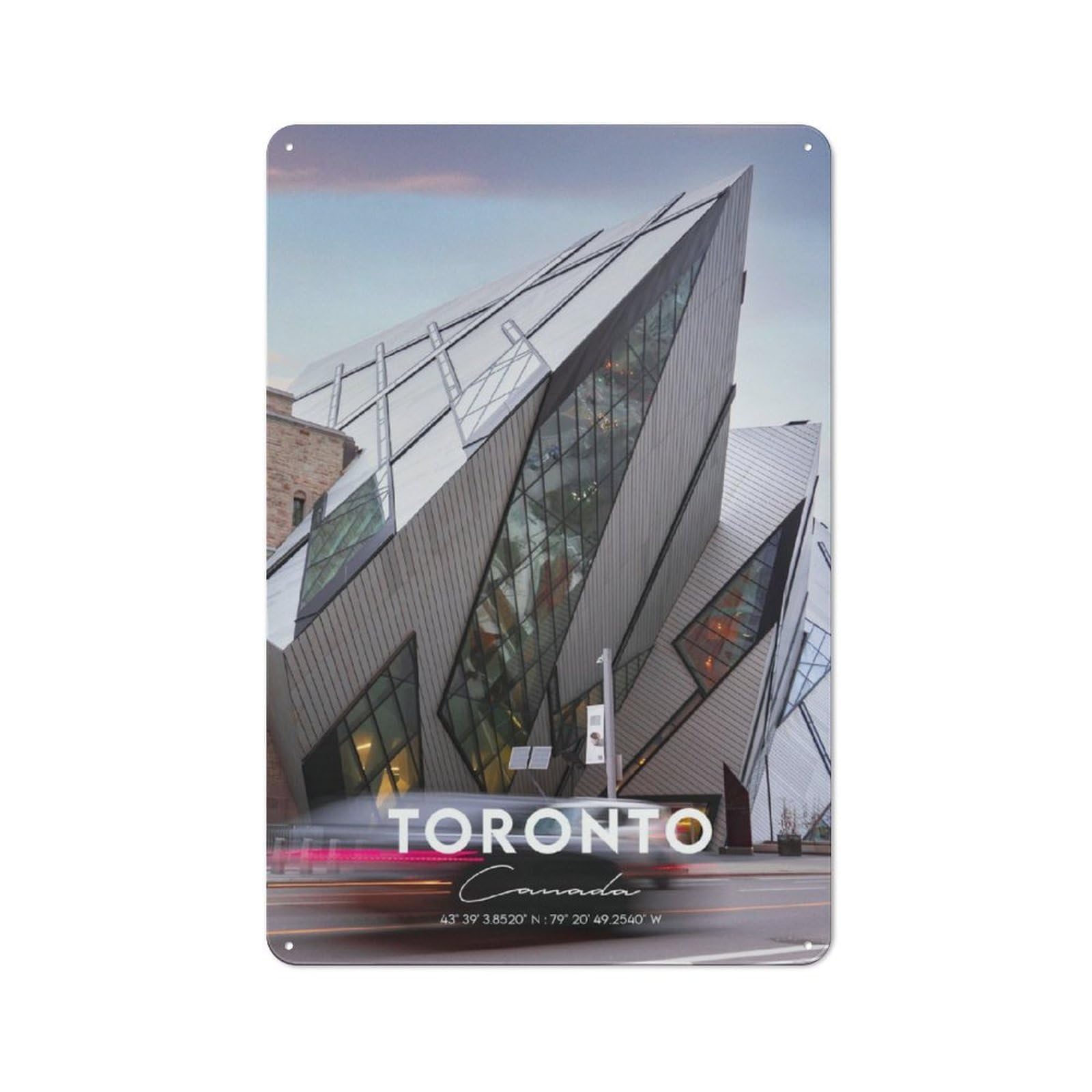 Junmoney Toronto Rustic Tin Sign 30X20cm For Living Room Or Hallway, Suited To Living Room Decor Lovers