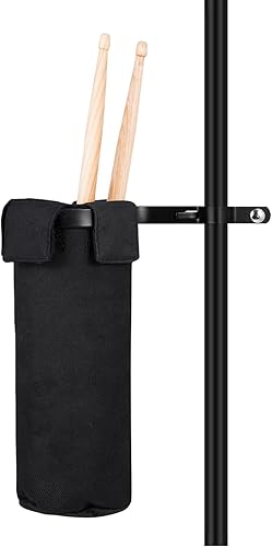 Soporte de baquetas portátil Bolsa de palo de tambor ajustable impermeable Oxford tela negra bolsa de contenedor de baquetas