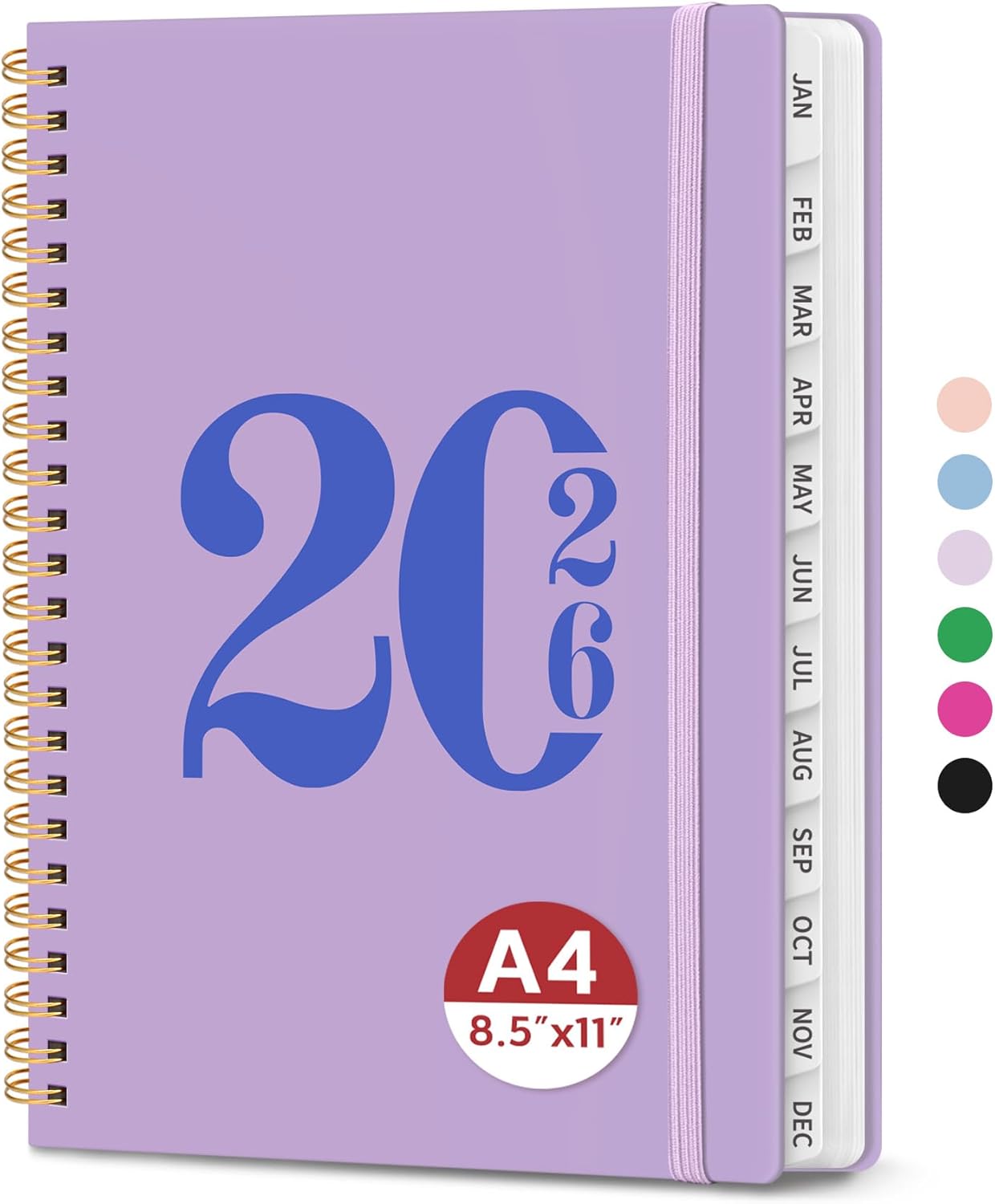 2026 Planner, Weekly and Monthly Calender Planner, Jan 2026 to Dec 2026, Hardcover 2026 Calendar Book with Tabs & Inner Pocket, Office Home School Supplies for Women & Men - A4 (8.5" x 11"), Purple