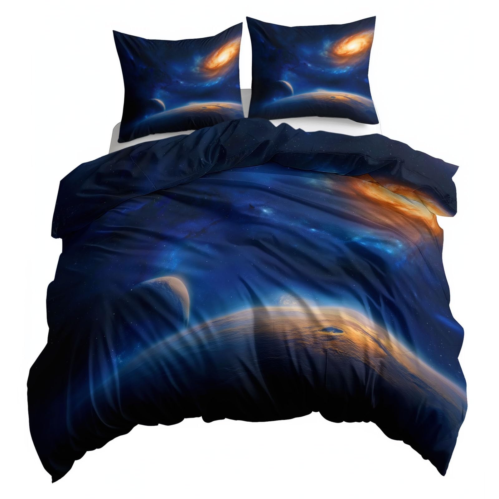 Komplet pościeli 240 x 220 cm, Sci Fi Kosmos – dwustronna pościel z mikrofibry, poszewka na poduszkę z poszewką na poduszkę, nie wymaga prasowania i nie gniecie się, fantastyczna galaktyka poszewka na