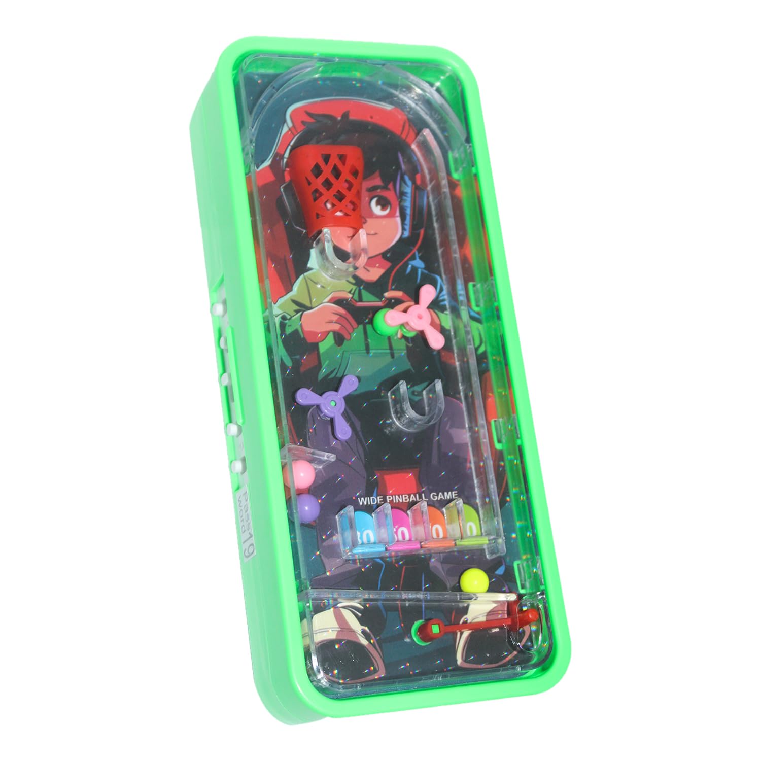 Global Impex Medium Size Plastic Basketball-Themed Pencil Box & Stationery Box with Lock, Compartment & Stencil Partition Tray for Drawing Airplane, Bus, Tea Jug, and More (Green) Password protected