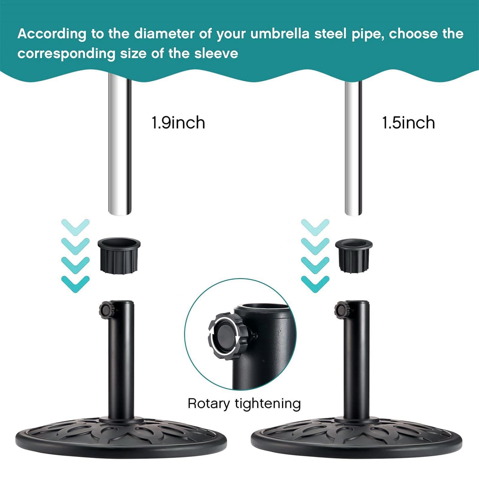 Base Per Ombrellone In Plastica Nera, Riempibile Con Acqua O Sabbia, Diametro 38 Cm, Per Aste 28-40mm, Con Maniglia - 2