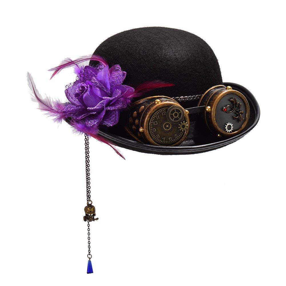 GRACEART Steampunk Hat Victorian Gears Rose Decor Cosplay Top Hat โ image 1