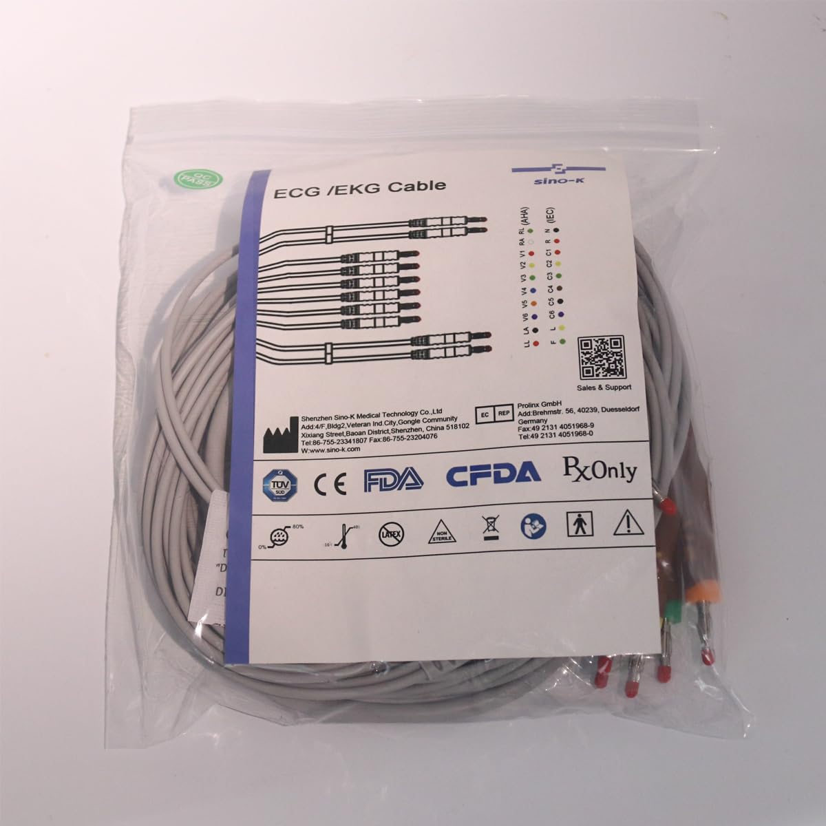 Kompatibles ECG/EKG-Kabel für Schiller AT1, AT2, AT2 Licht, AT2 Plus, AT4 10 Leitungen Drähte 9.8 ft IEC Banana 4.0mm FDA/CE Genehmigt SK1222B