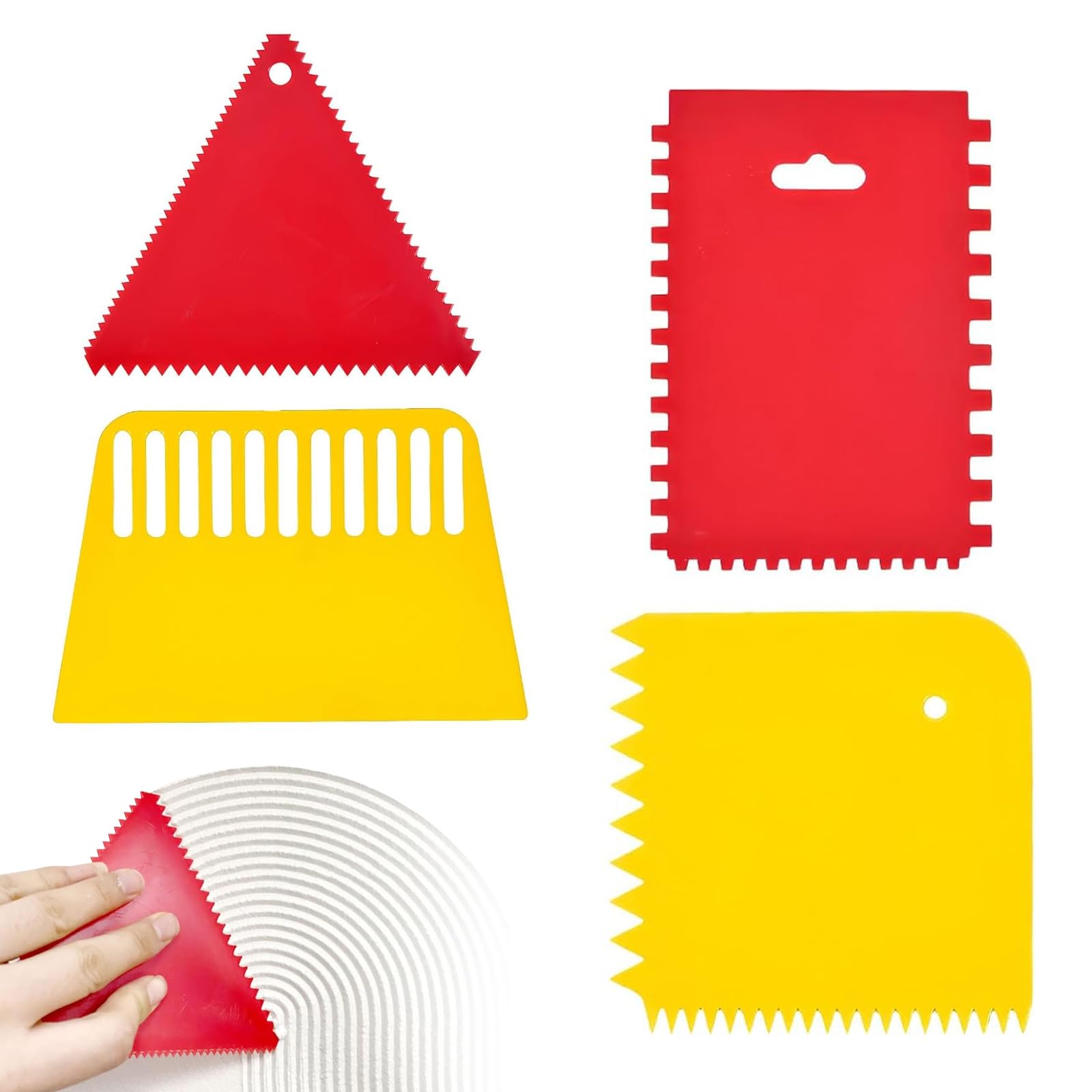 4x llana dentada juego de llana dentadas Espátula dentada raspador llana de acabado mellado, Para la Aplicación Uniforme de Adhesivos, Colas y Azulejos