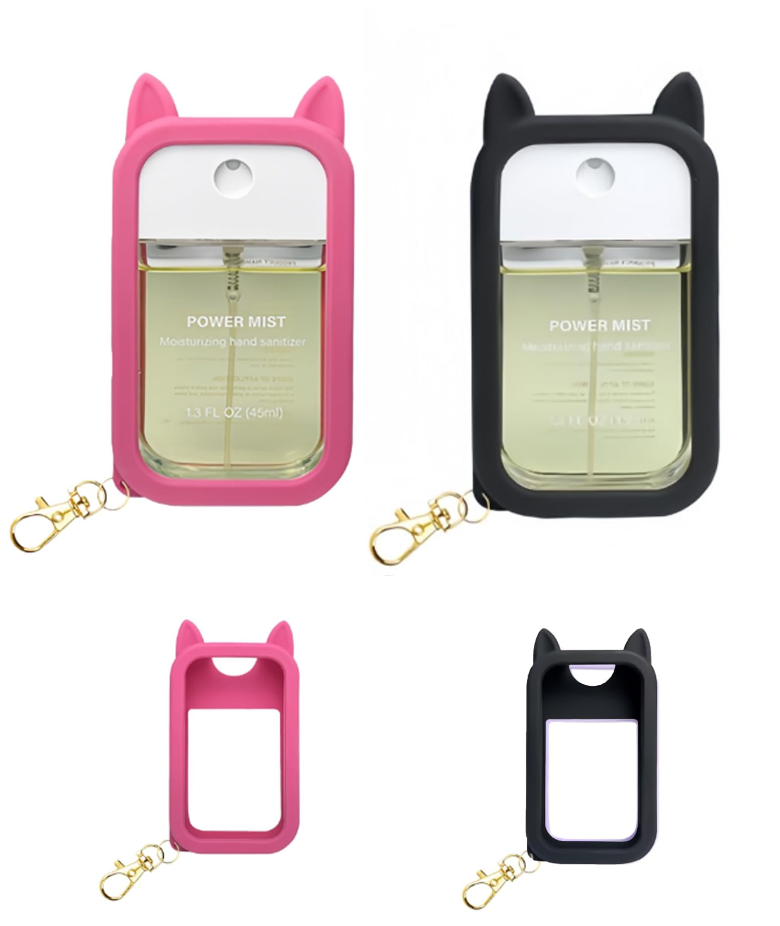 2 Pcs Sanitizer Holder for Bags, Cute Ear Silicone Case (Fit for 1.3 FL.OZ), Compatible with Touchland Hand Sanitizer Spray, Protective Case with Keychain (Does Not Include The Bottle)-image-10