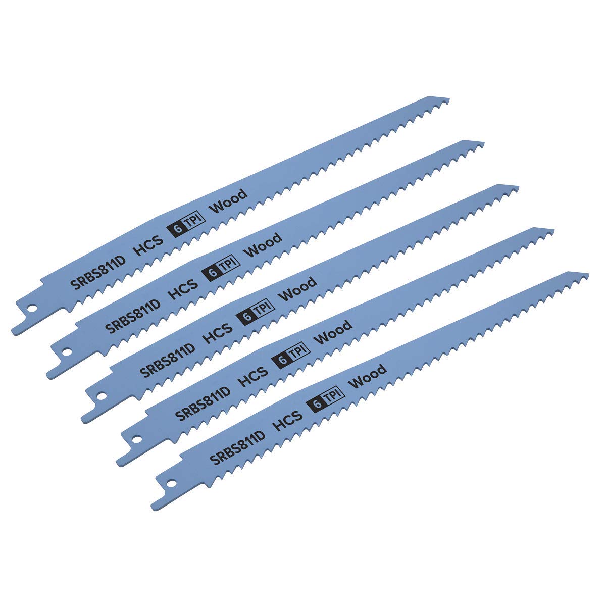 Sealey Reciprocating Saw Blade for Clean Wood 200mm 6tpi - Pack of 5 SRBS811D