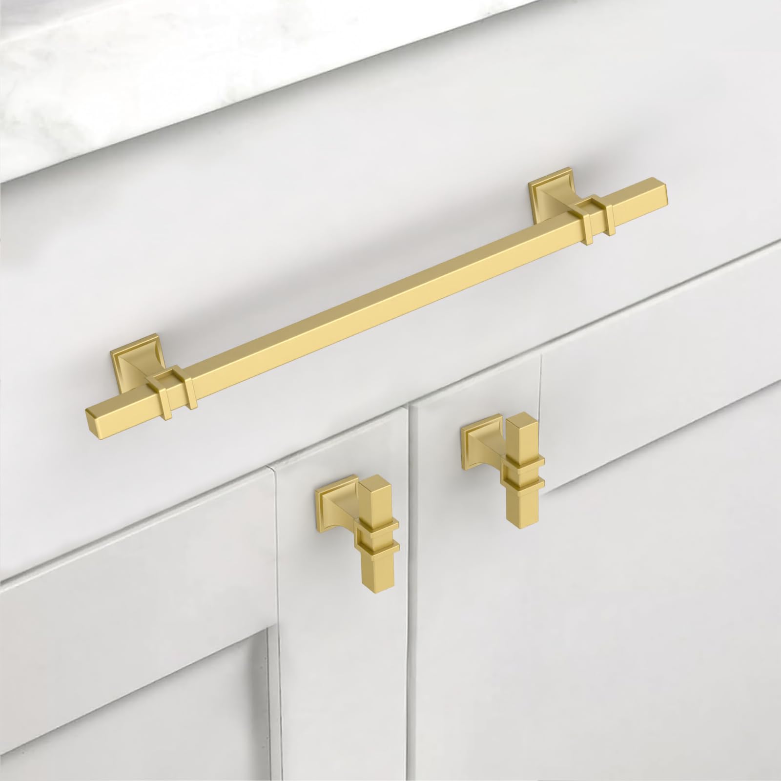 Paquete de 10 tiradores dorados dorados de 12.6 pulgadas (320 mm) para gabinetes de cocina, accesorios de cajones para alacena, cómoda, baño