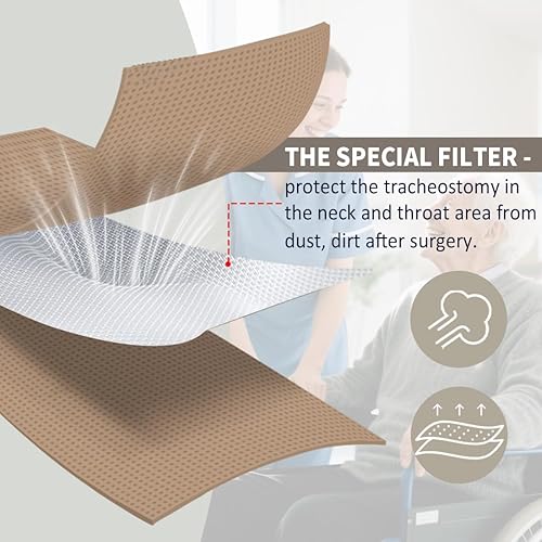 Miniatura 6 de Cubierta para estoma de cuello de traqueotomía (caqui, 5 piezas, grande)