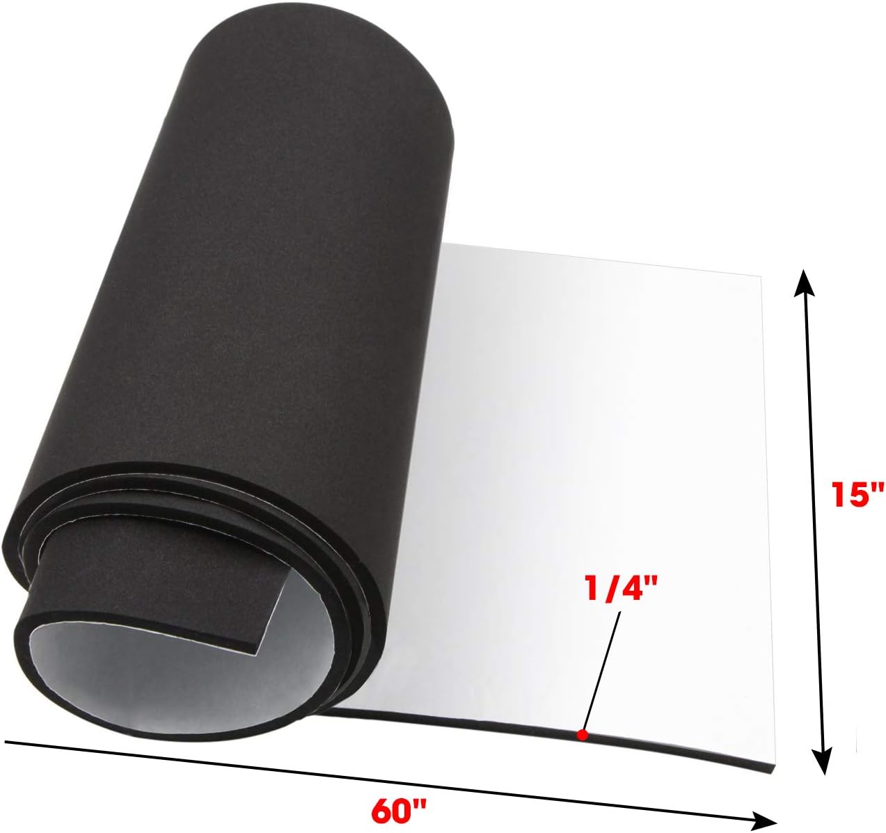 Dualplex Neoprene Sponge Foam Rubber Roll Adhesive, 15X60 Inches X 1/4" Thick, Perfect Cosplay Padding, DIY Project Sheet | Easy Cut Adhesive Multi-Function Soundproof Rubber Foam Sheet