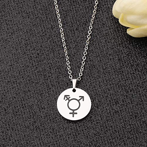bobauna Transgender Necklace Male & Female Symbol Disc Pendant Necklace Transgender Gift2