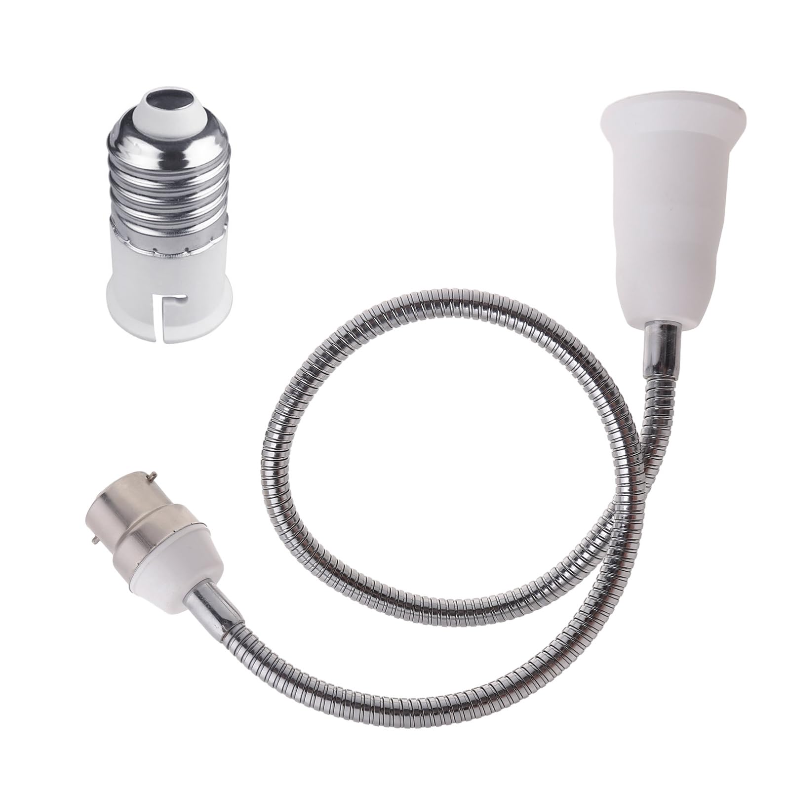 LSTTBO B22 to E27 Light Socket Extender Adapter Light Bulb Extension E27 Socket Extender Bendable Flexible Gooseneck Adjustable Bulb