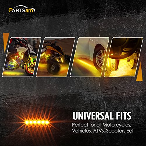 Partsam 4'' Amber Flexible Motorcycle Led Turn Signal Tail Third Brake Lights Bar Strip, Ip68 Waterproof Universal Motorcycle Led Tail Brake Running Light Bar For Motorcycle Trailer Atv, 2Pack #TOP5