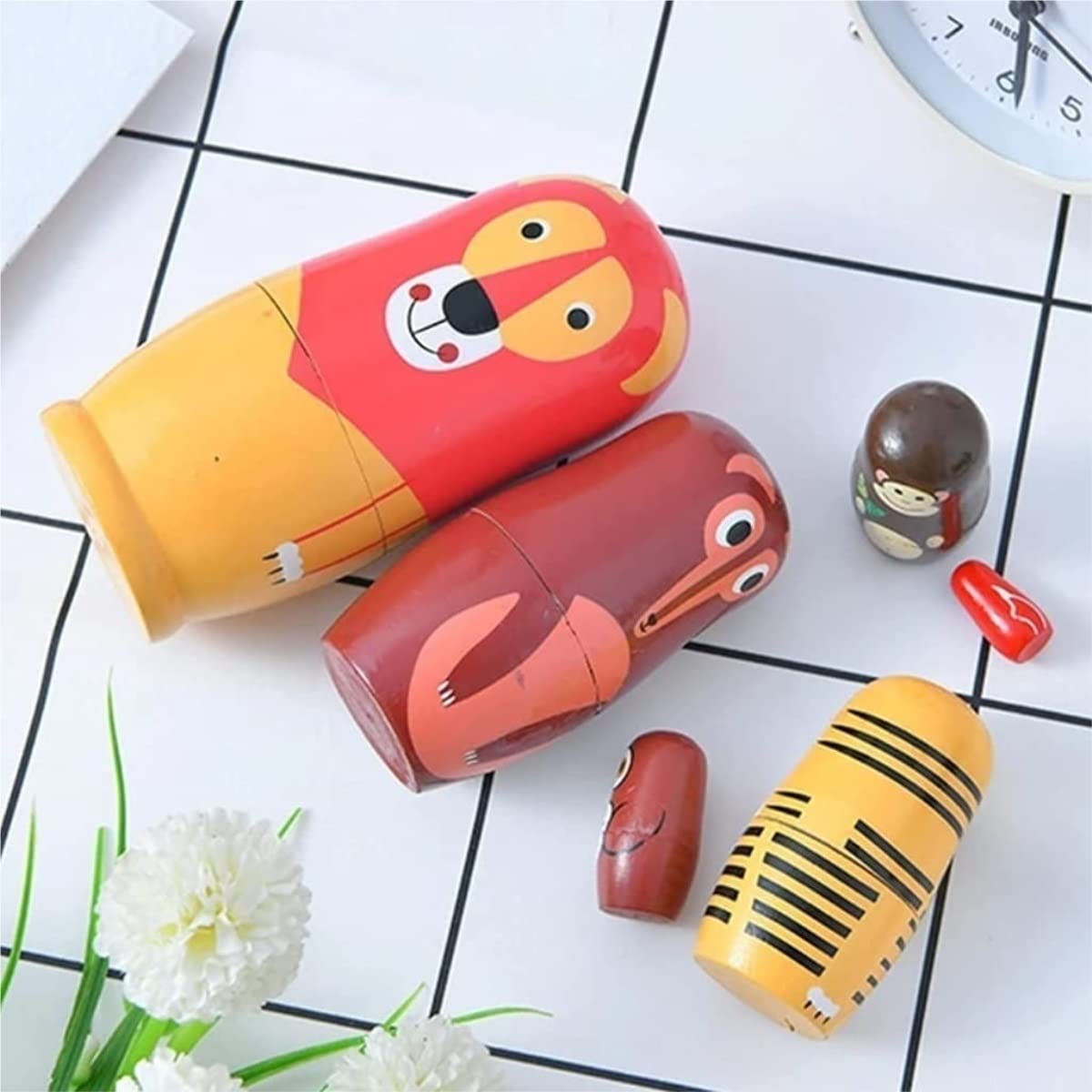 Muñecas Rusas 6 Uds Muñecas Anidadas Rusas Animales del Bosque Matryoshka Apilables De Madera Juguete Apilable