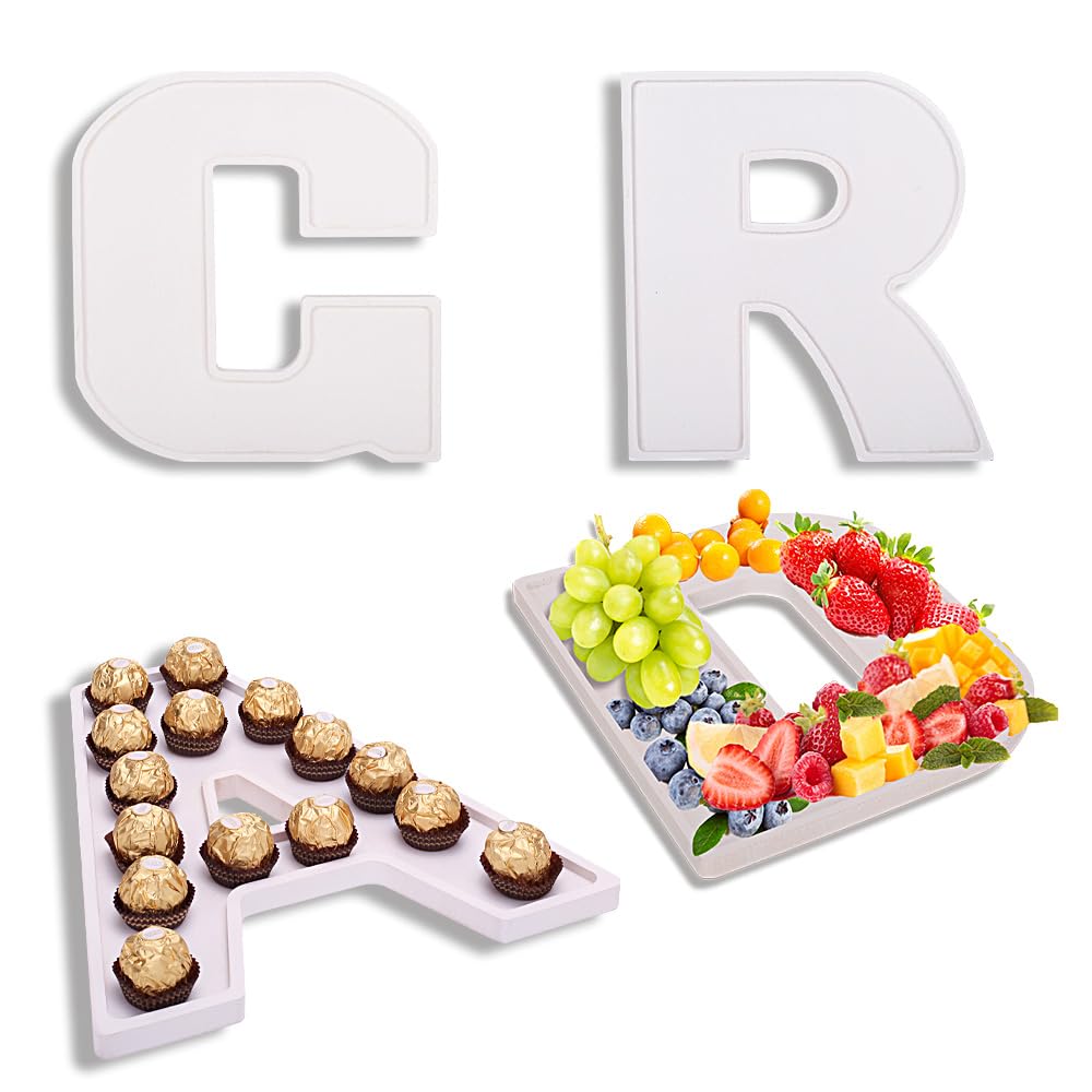 MRPAPA Grad Fillable Charcuterie Boards 4PCS Letter 12Inch White Serving Tray 2025 Graduation Wood Platter Decorative Snack Dish Plates for Graduation