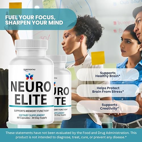 Miniatura 3 de Fórmula cognitiva Neuro Elite, suplemento cerebral para memoria y concentración, apoya el rendimiento cognitivo, suplemento de fórmula natural