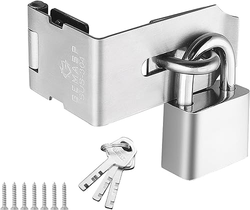 Miniatura 10 de Hasp Latch - Paquete de 2 cerraduras de acero inoxidable 304 sólido de 90 grados, cerradura de cajón de escritorio, cerradura de seguridad segura
