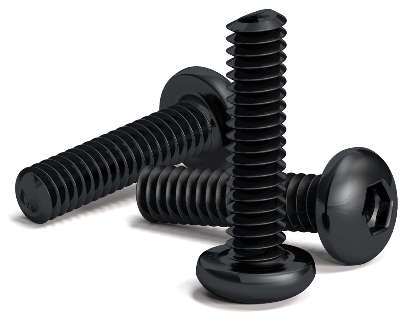 200 viti nere M2 x 8 mm con testa tonda esagonale per chiave a brugola, in lega di acciaio, classe 12.9, lunghezza: 8 mm, testa a bottone, ISO 7380, acciaio al carbonio ad alta durezza